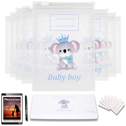 8 bustine corredino neonato ospedale 100% Made in italy - EBOOK IN OMAGGIO - I tuoi sacchetti nascita bimbo - sacchetti nascita bimba(38x25cm)