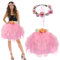 Tüllrock Damen Tütü Damen Mit Girlanden Stirnband, Tutu Damen Klassisch Rock Ballett Tüllrock Petticoat Unterrock 50er Tüllrock Karneval, Karneval Kostüm Damen Tüll Rock Tütü Rock Tutu Röcke (Rosa)