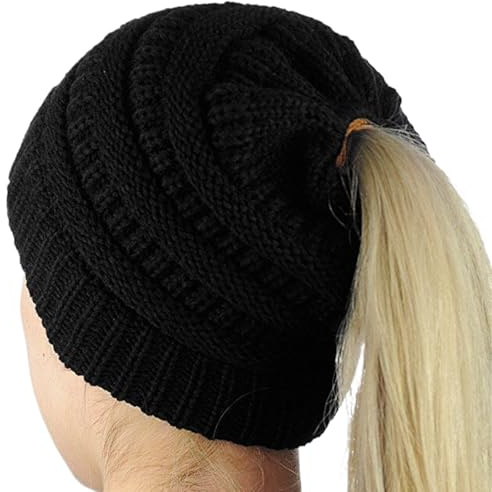 ZEPIQOR Chapeau pour Femme, Dames Femmes Bonnet Queue de Cheval, Bonnet Hiver pour Femme, Casquette Hiver Quotidien pour Femme, Beanie Caps
