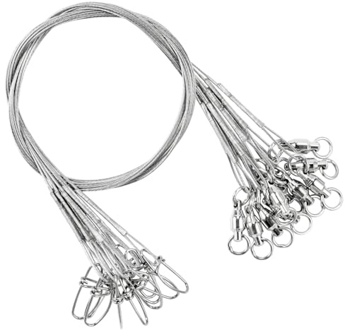 9Tong Steel Wire Fishing Leader Saltwater Rigs Saltwater Fishing Leader Stainless Bait Steel Fishing Leaders Wire White Nickel #3 50lb 15.8in 20pcs