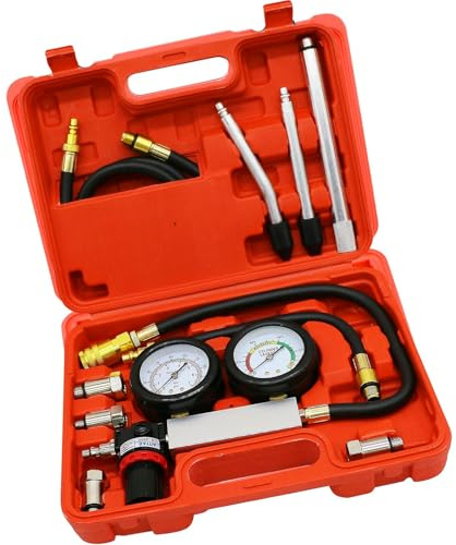 Upgraded Cylinder Leak Down Tester Kit, Gasoline Engine Compression Tester Fuel Pressure Gauge For Car Automotive Truck Motorcycle Cylinder Leak Detector