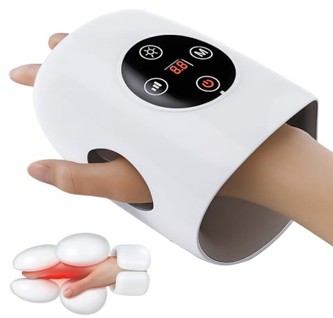 Hand Massager, Cordless Hand Massager with Heat & Compression for Arthritis and Carpal Tunnel, 9 Modes 9 Levels, Rechargeable Finger Massage, Gift for Christmas Men Women Parents Relaxation at Office