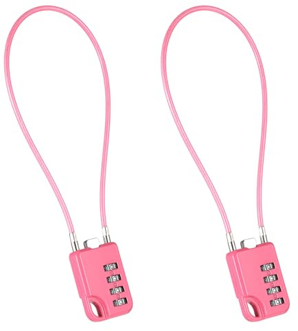 Lot de 2 cadenas à combinaison rose avec câble de 30,5 cm de long, cadenas à combinaison réinitialisable à 4 chiffres en acier inoxydable avec combinaisons, câbles polyvalents robustes pour valise
