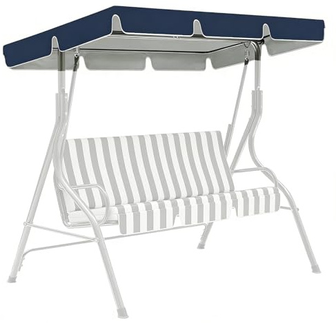 Techo de repuesto impermeable para columpio de jardín, azul, cubierta superior para balancin de exterior de poliéster 210D, resistente al viento y a los rayos UV(164x114x15cm)