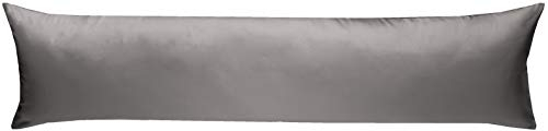Bettwaesche-mit-Stil Mako-Satin Seitenschläferkissen Bezug aus 100% Baumwolle (Baumwollsatin) Uni/einfarbig (40 cm x 145 cm, Dunkelgrau) viele Farben & Größen