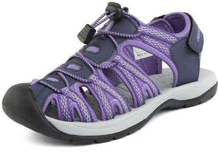 DREAM PAIRS Womens Closed Toe Hiking Summer Outdoor Sport Athletic Sandals,Size 8.5,Purple,160912-W