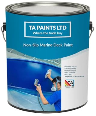 T A Paints Ltd Non Slip Marine Boat Deck Paint Durable Anti Slip Coating Ideal For Boats Barges Ideal for Wood Metal Concrete Plywood & Timber (2.5L BS 00 A 09, Mid Grey)