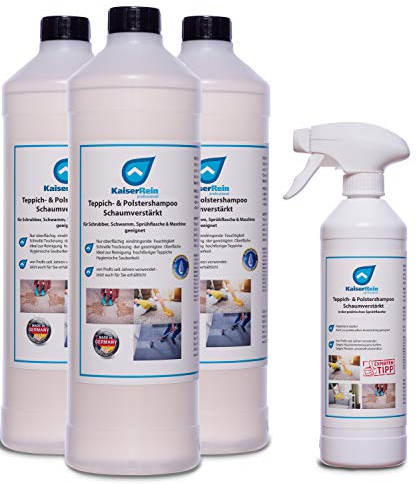 KaiserRein Teppichreiniger Polsterreiniger Teppich-Shampoo Konzentrat 3 x 1 L = 3 L Konzentrat für Auto Textil Manuel und Maschinell