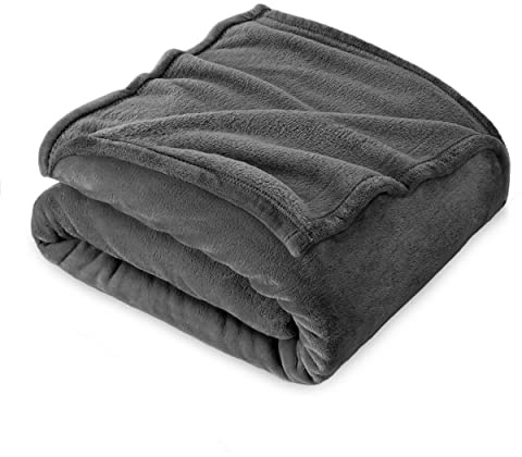 FARFALLAROSSA Coperta Plaid Pile, Coperta Letto Singolo/Matrimoniale 160 x 210 cm Flanella, Coperta Divano Grande Caldo Morbida - Grigio Scuro