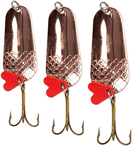 Zite Fishing Löffel-Blinker Set Spinnfischen - 3 Angel-Köder Hecht Zander Barsch Angeln - Kupfer Kunst-Köder 16-34g