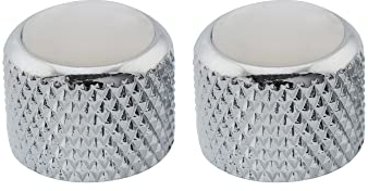 Musiclily Pro Metrisch 18 Zähne Stahl Potiknopf Oberfläche Perlmutt Push-on Dome Knobs für Import E-Gitarre oder Bass, Chrom (2 Stück)