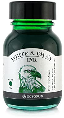 Octopus Write & Draw Ink - Waterproof & Non-fading Green Ink for Fountain Pen & Calligraphy - 50ml