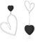 EVER FAITH Asymmetrische Ohrringe Herz Tropfen Ohrstecker mismatched earring schwarze Silber-Ton