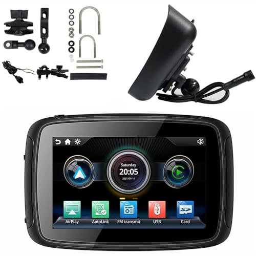 Navigatore Per Moto Da 5 Carplay Wireless Android Auto, Lettore Radio GPS, WIFI 4G USB, Bluetooth, Indicazioni Vocali Passo-passo, Proiezione Wireless, Telefono Vivavoce, FM
