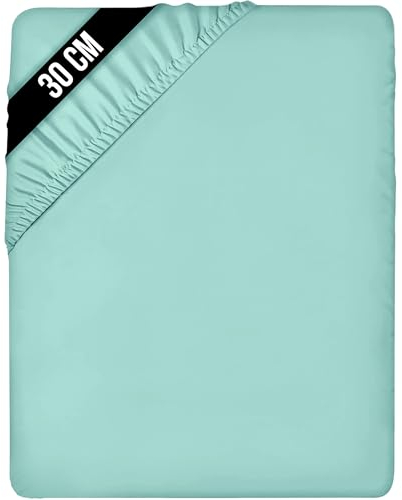 Utopia Bedding - Spannbettlaken 160x200cm Bis 30 cm - Spa Blau - Oeko-Tex Zertifiziertes - Gebürstete Mikrofaser Spannbetttuch