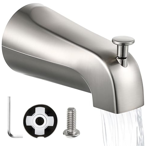 Enhon Tub Spout with Diverter, Slip-Fit Bathtub Faucet Spout Replacement, 1/2 Copper Pipe Connection, Easy to Install, Universal for Bathroom Shower(Brushed Nickel Color,1 Pack)