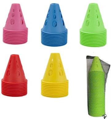 Mehrzweck-Trainingshütchen mit Aufbewahrungstasche, Kunststoff, für Rollschuhlaufen, Straßenverkehr, Kegel, Set für Kinder und Erwachsene, Skaten, Rollschuhlaufen und Skate-Training, 7,6 cm, 50 Stück