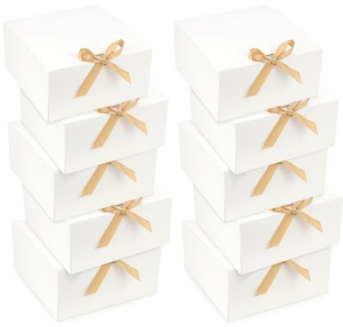 Geschenkbox Groß mit Deckel Geschenkverpackung Box Geschenkebox zum Geburtstag 10 Stk Geschenkboxen Weiß Set Karton Geschenkkarton Verpackungskartons Geschenk Schachtel Geschenkschachtel 20x20x10cm