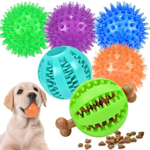 Ousiya 6-Pack Quietschende Hundebälle Hundespielzeug Bälle Stachelige Hundebälle Leckerlispender Hundeball Hundespielzeug Puzzle-Spielzeug für kleine und mittlere Bälle