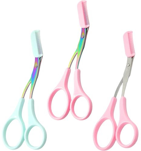 Juego de 3 tijeras para cejas para mujeres, recortadoras para niños, hombres y niñas, juego de maquinilla de afeitar, cortapelos con peine, series de mujeres, accesorios para cortar las cejas