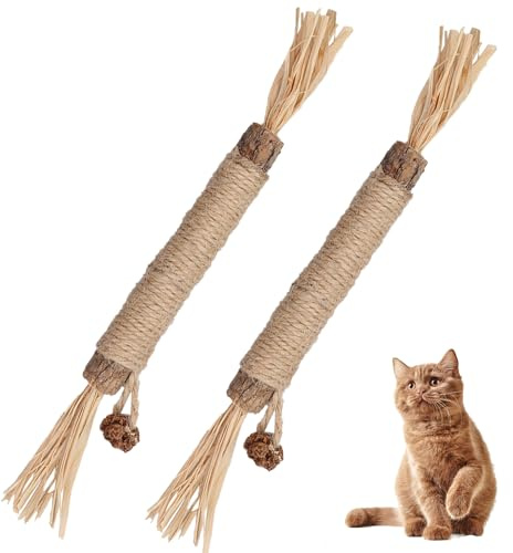 CDRPD 2 Pcs Cat Silvervine Chew Sticks,Natural Cat Teeth Nip Cleaning Catnip Toys,Chew Catnip Chew Toys,for Indoor Cats Kitten Teething and Stress Release