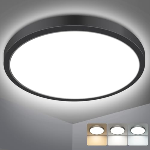 slochi Bathroom Light, 3000K/4000K/6500K 3 Color Temperature, Waterproof IP54, Small, Round, Modern, Flush Ceiling Light for Bathroom, Kitchen, Bedroom, Hallway and More
