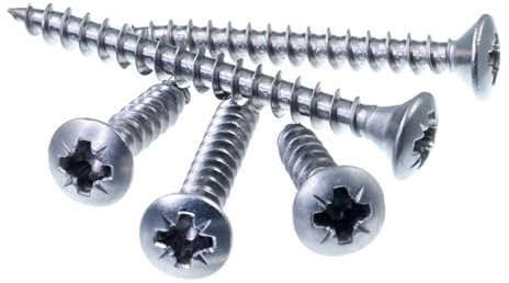 SECCARO Lot de 250 vis à bois à tête fraisée bombée 4,5 x 30 mm, en acier inoxydable A2, filetage complet, cruciforme/PZ