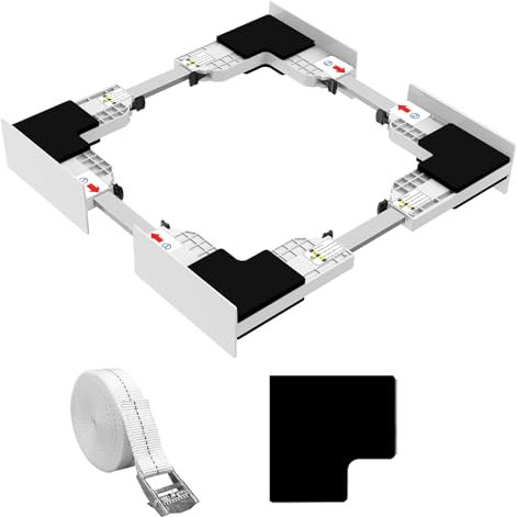 NIUXX Kit de Superposition Universel, support de raccordement pour lave-linge et sèche-linge, Équipé d'attaches en nylon et de sangles à cliquet, taille réglable (Kit de Superposition Mince)
