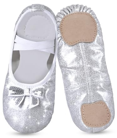 Scarpe da Balletto per Ragazze, Bambini e Bambini, con Design Glitterato con Un Simpatico Arco Diviso, Balletto, Balletto, spettacoli sul palcoscenico, Ginnastica