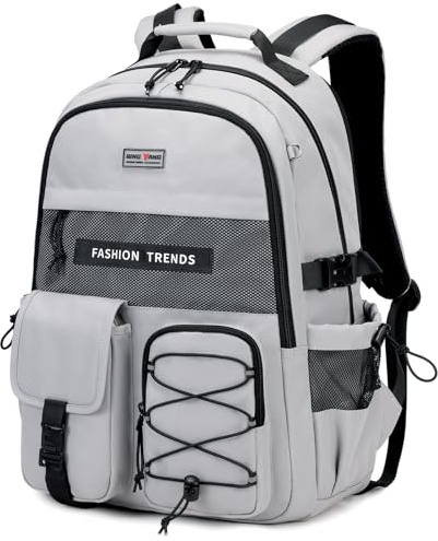 Amythe Sac à Dos pour Filles et Garçons, Sac Ecole pour Filles Collège Grand Léger et Mode, Cartable Collège avec Plusieurs Compartiments, Idéal pour L'école, Loisirs ou Voyages, Gris