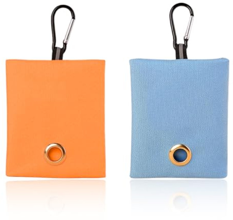 CULEO Bolsas de excrementos de perros, 2 soportes para bolsas de perro dispensador de bolsas con mosquetón dispensador portátil de excrementos para correa (azul, amarillo)