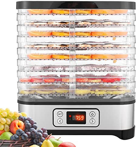 Déshydrateur 400W 8 Plateaux avec LCD, Séchoir Alimentaire pour Fruits Légumes Viande, Timer 72H, Sans BPA