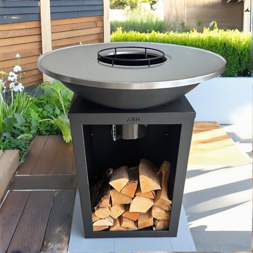 Plancha - BBQ - Brasero - Barbecue - Plaque de cuisson - Outdoor - ASH Solaris - XL - Plancha - Anneau de barbecue Ø 81 cm - Cheminée de jardin - Barbecue - Aspect luxueux - Plaque de cuisson