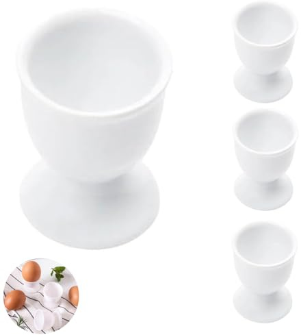 4 Pcs White Plastic Egg Cups, Simple Portable 100ml Egg Cup,Kitchen Gadgets Tools for Breakfast Party Dinning
