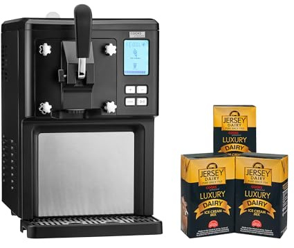 Cooks Professional Luxury Soft Serve Ice Cream Maker | 1.5L | Self-Cooling Compressor | Auto Cleaning | Digital Display | Perfect for Whippy Sundaes & Desserts | Includes 3 x 1L Luxury Jersey Mix