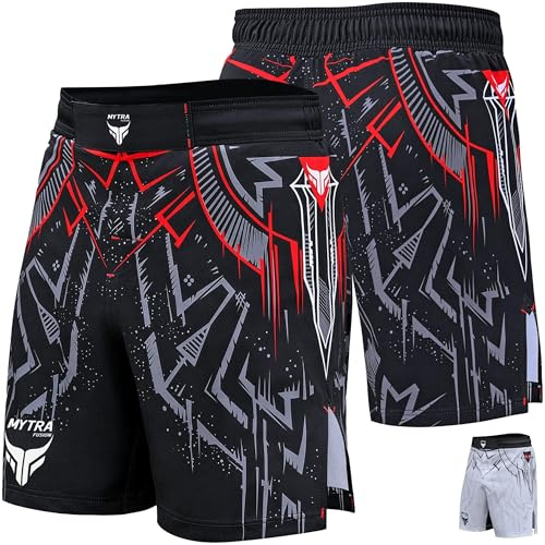 Mytra Fusion Shorts MMA Homme Shorts de Combat Cage Fighting pour Musculation, Kickboxing, Entraînement BJJ Grappling Workout Sports de Combat Muay Thai et Arts Martiaux