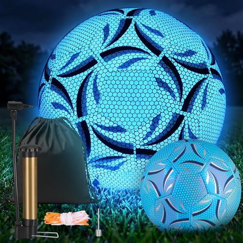 Ballon de Football en Fluorescence avec Pompe et Sac de Rangement(Bleu)