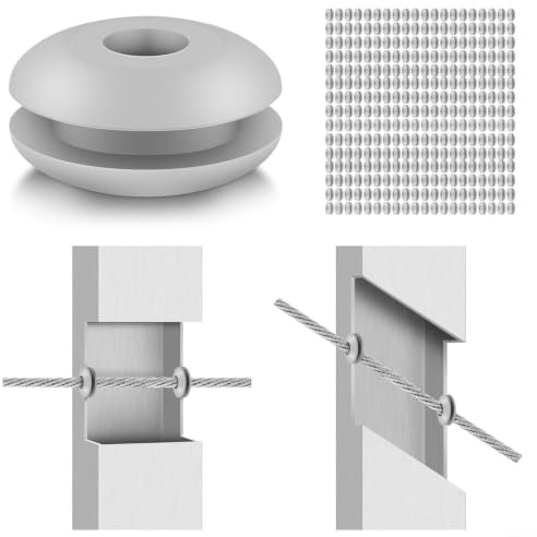 Kabelräcke, gummitätningar 1/8 5/32 3/16, väderbeständiga skyddsmanschetter av elastomer för metallstolpar, fuktskydd för trappräcken och staket utomhus, grå (200 st)