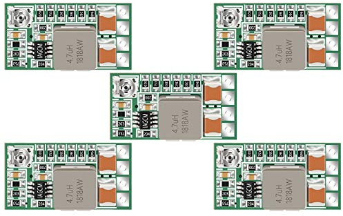 DROK 5v Regulator, 5pcs Mini Voltage Reducer DC 4.5-24V 12V 24V Step Down to 5V Buck Converter Board 3A Volt Step-Down Transformer Power Supply Module
