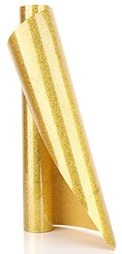 YURROAD Gold Glitter Heat Transfer Vinyl - 40 x 12 HTV for Heat Press, Iron on for Cloth, Hat, Fabric