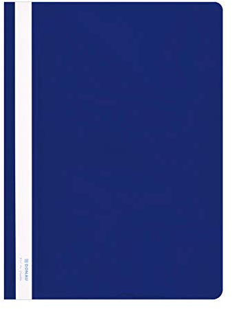 DONAU 1705001PL-10 Plastik Schnellhefter A4 Blau, Sichthefter Kunststoff Strapazierfähigem PVC Hart Glasklares Deckblatt, für Büro und Schule, Fassungsvermögen ca. 200 Blatt | 10er Pack
