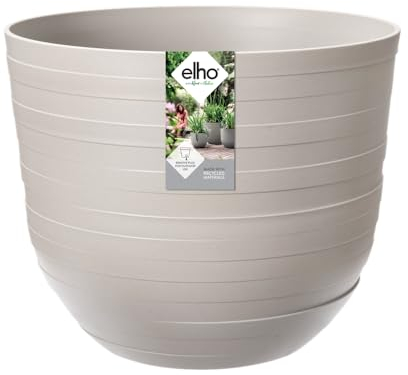 Elho Fuente Rings Rund 38 - Blumentopf für Innen & Außen - Ø 37.968 x H 31.363 cm - Grau/Kieselgrau