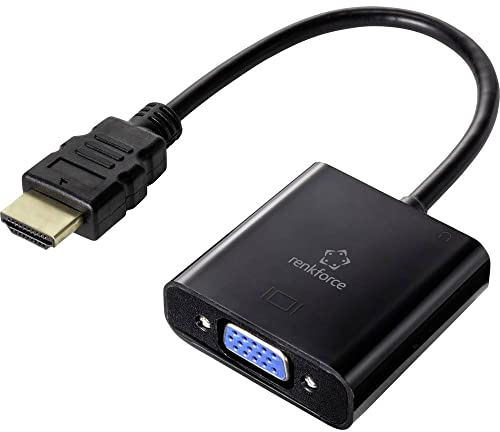 Renkforce HDMI/VGA Adapterkabel HDMI-A-Stecker, VGA-Buchse, 15-polig, 0,15 m, schwarz, RF-4531578, Double-Abschirmung