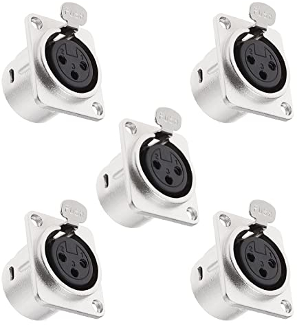 Create idea 5pcs Connettori XLR Femmina A 3 Pin Presa Adattatore Audio Connettore XLR Femmina A 3 Pin In Metallo Presa Femmina Connettore Adattatore Per Microfono Strumenti Musicali