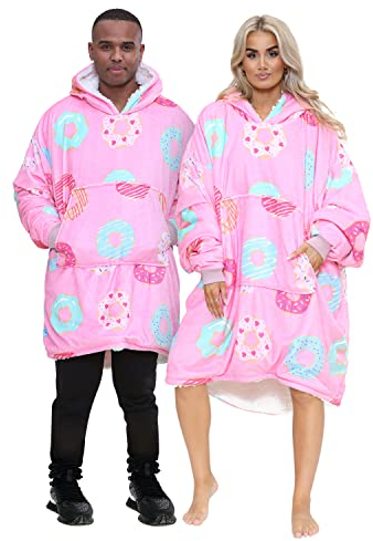 GC GAVENO CAVAILIA Snuggle Blanket Hoodie, Oversized Hoodie Blanket, Wearable Blanket Sweatshirt, Women Hoodie Jumper, Pink, One Size