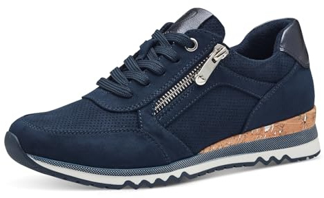 MARCO TOZZI Sneakers Donna Basse con Lacci e Zip, Blu (Navy Comb), 42 EU