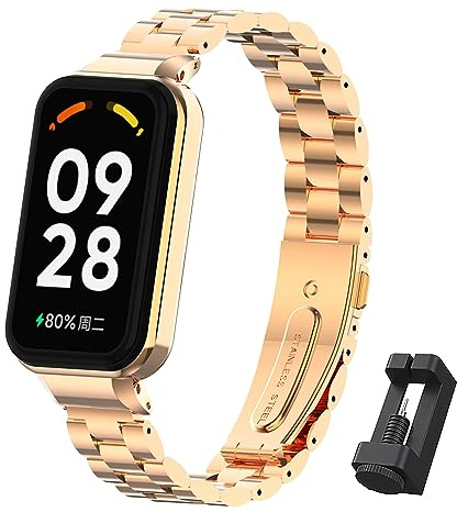 Xisair Metallic-armband för Xiaomi Redmi Smart Band 2, ersättningsband i rostfritt stål, kompatibelt med Redmi Band 2, armband, klocktillbehör Redmi Smart Band 2-armband, für Redmi Smart Band 2,