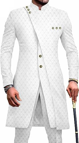 DaoGeSir Vêtements Pour Hommes Africains Ensemble 2 Pièces Dashiki Costume Formel Traditionnel Vêtements À La Mode Pour Fête De Mariage Mode Hauts T-Shirts Affaires Survêtement (Color : 1, Size : L)