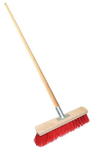 EliteKoopers 24 Red Sweeping Brush Broom with Handle Stiff Bristle For Home, Garden, Outdoor etc. (1Pcs)