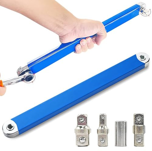 Pro Offset Extension Wrench Set - Axlad längdskiftnyckel med 1/2, 1/4 och 3/8 - Multifunktionell, lämplig för små utrymmen (blå)